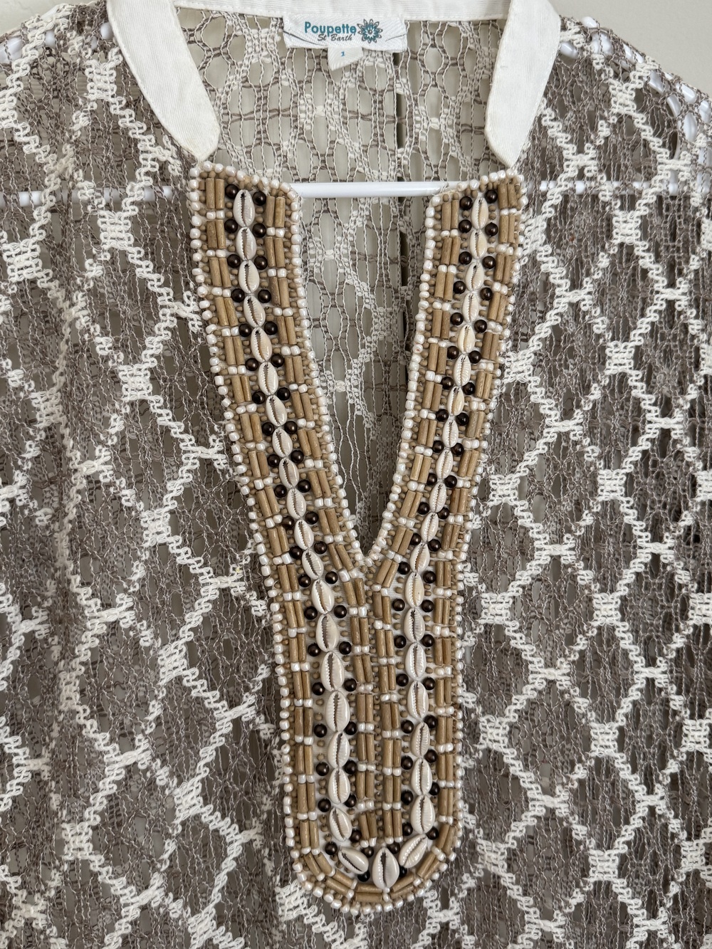 POUPETTE ST. BARTH, BEAUTIFUL OPEN WOVEN SHEATH DRESS WITH BEADING